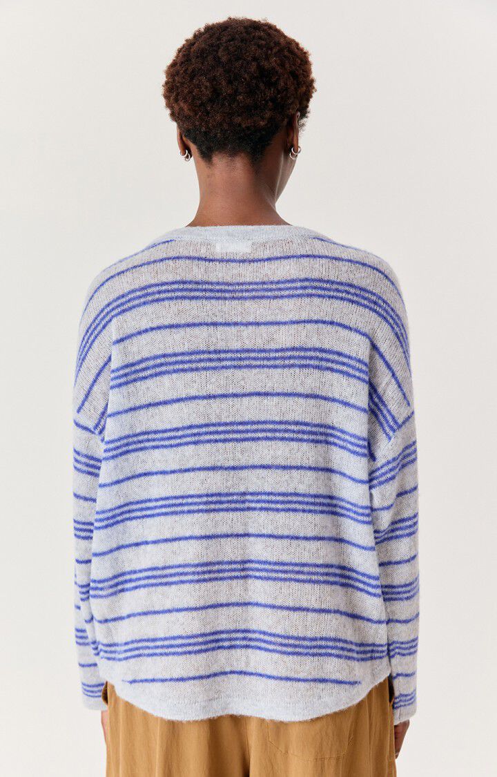 American Vintage Striped Knit Cardigan on Grey and Blue