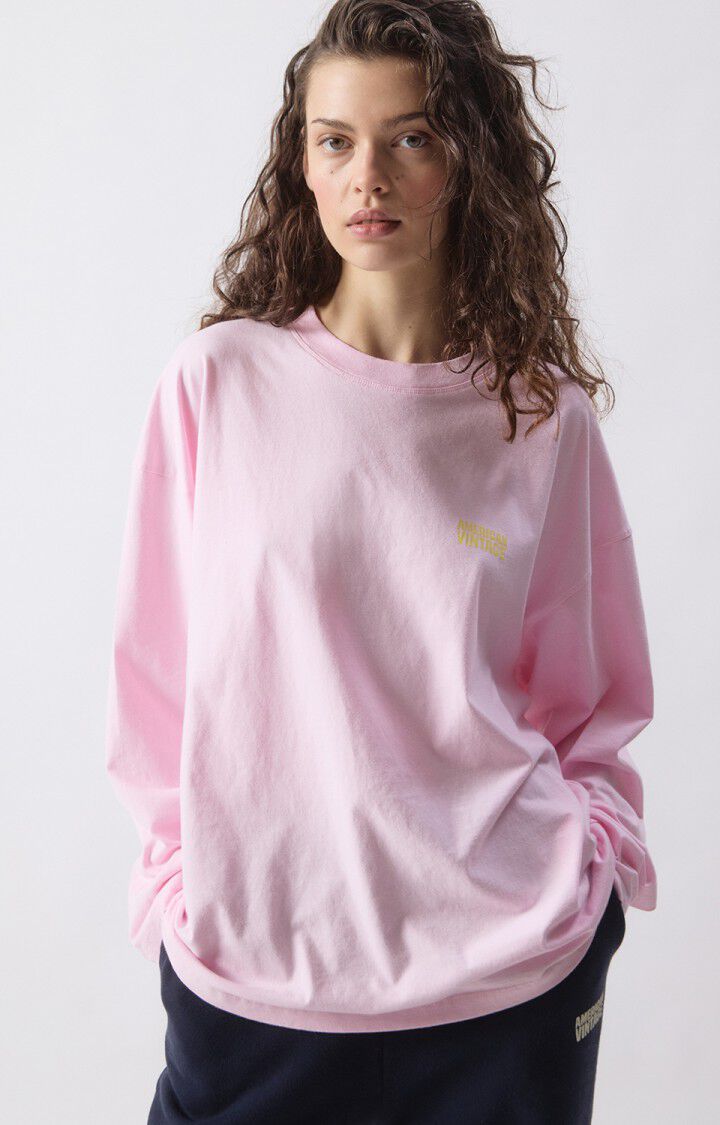American Vintage Gixi Long Sleeve Tee in Barbe a Papa