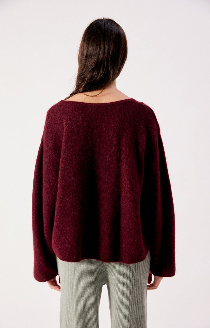 American Vintage Vito Relaxed Fit Knit in Dark Red Melange