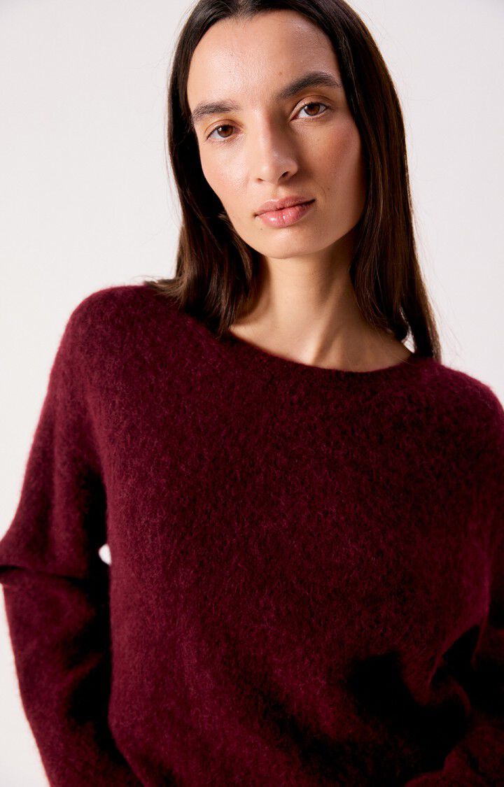 American Vintage Vito Relaxed Fit Knit in Dark Red Melange