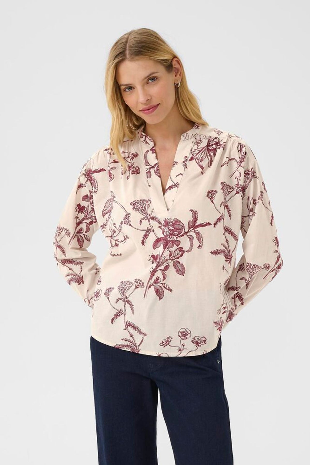 Part Two Natale Blouse in Tawney Port Botanical Print