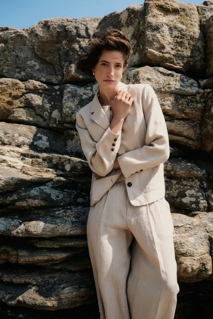 Part Two Alita Blazer In Neutral Pinstripe