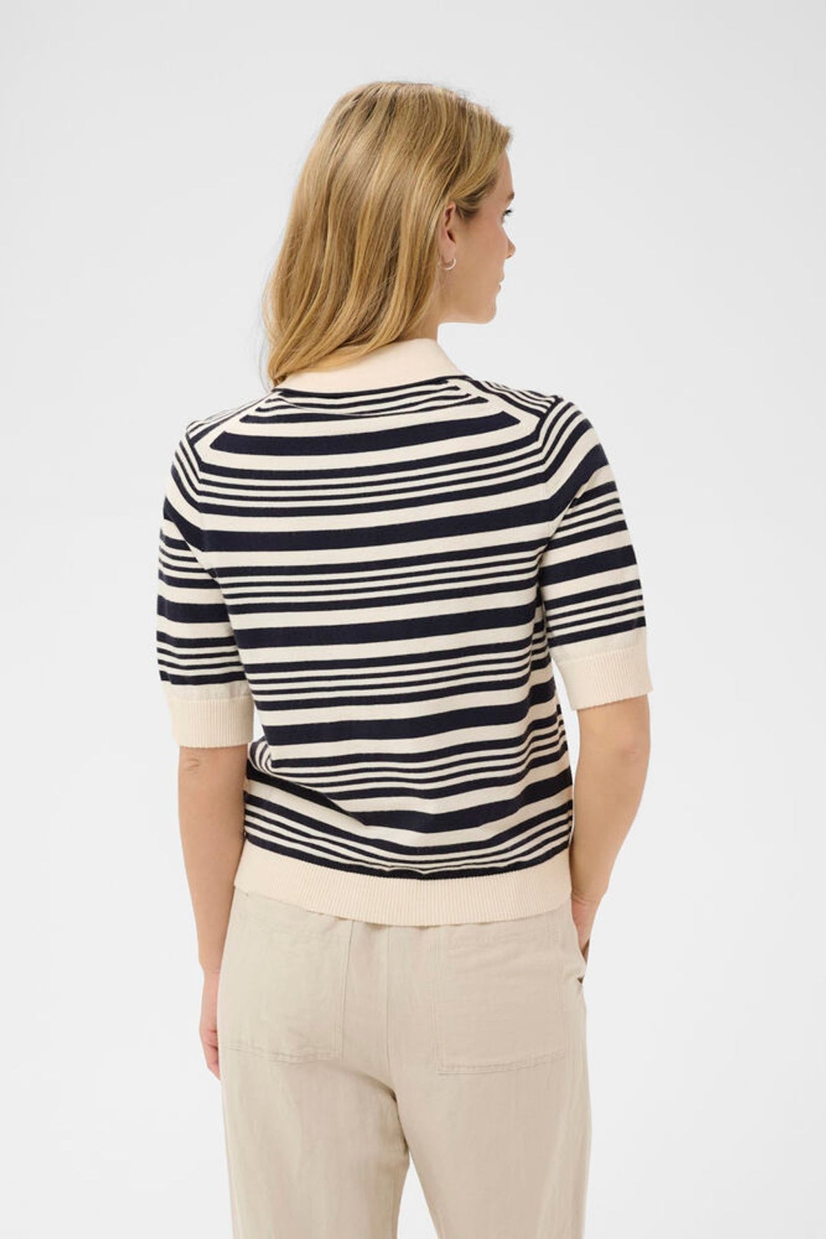 Part Two Anetti Pullover in Dark Blue Irregular Stripe