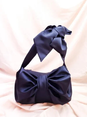 August Night Mini Cross Body Bag in Navy Satin