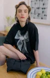 August Night Ghost Bow Tee in Black