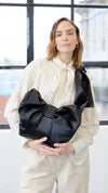 August Night Mini Cross Body Bag in Black Satin