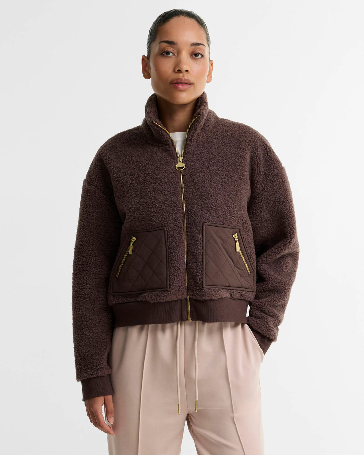 Barbour International Bea Fleece Jacket in Truffle