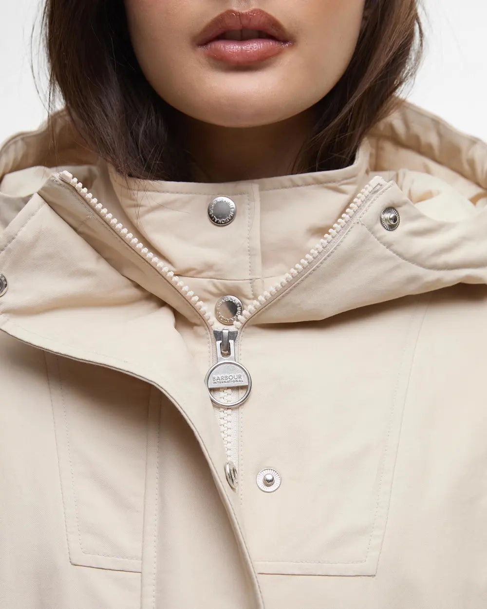 Barbour International Gabriella Showerproof Coat in Jasmine