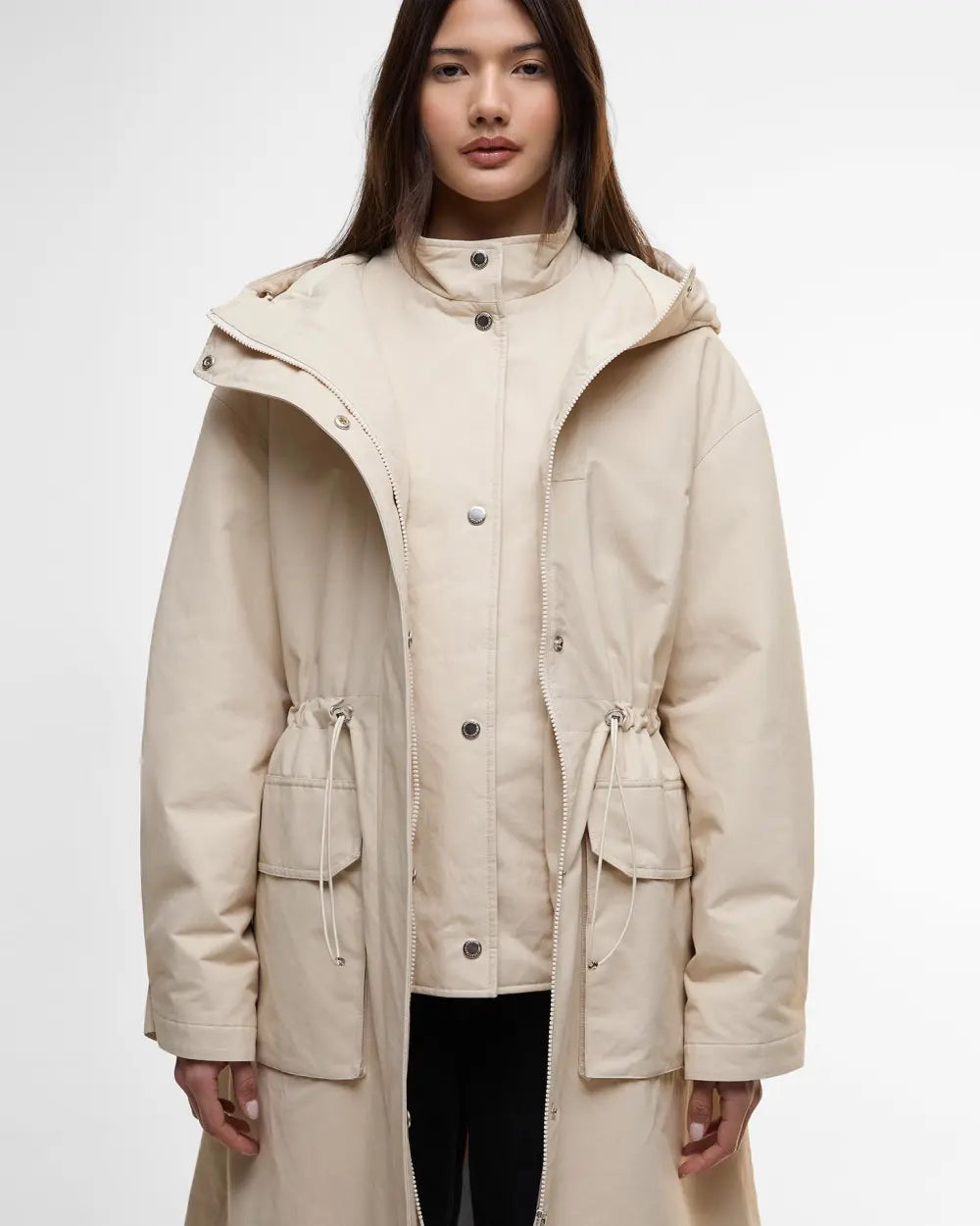 Barbour International Gabriella Showerproof Coat in Jasmine