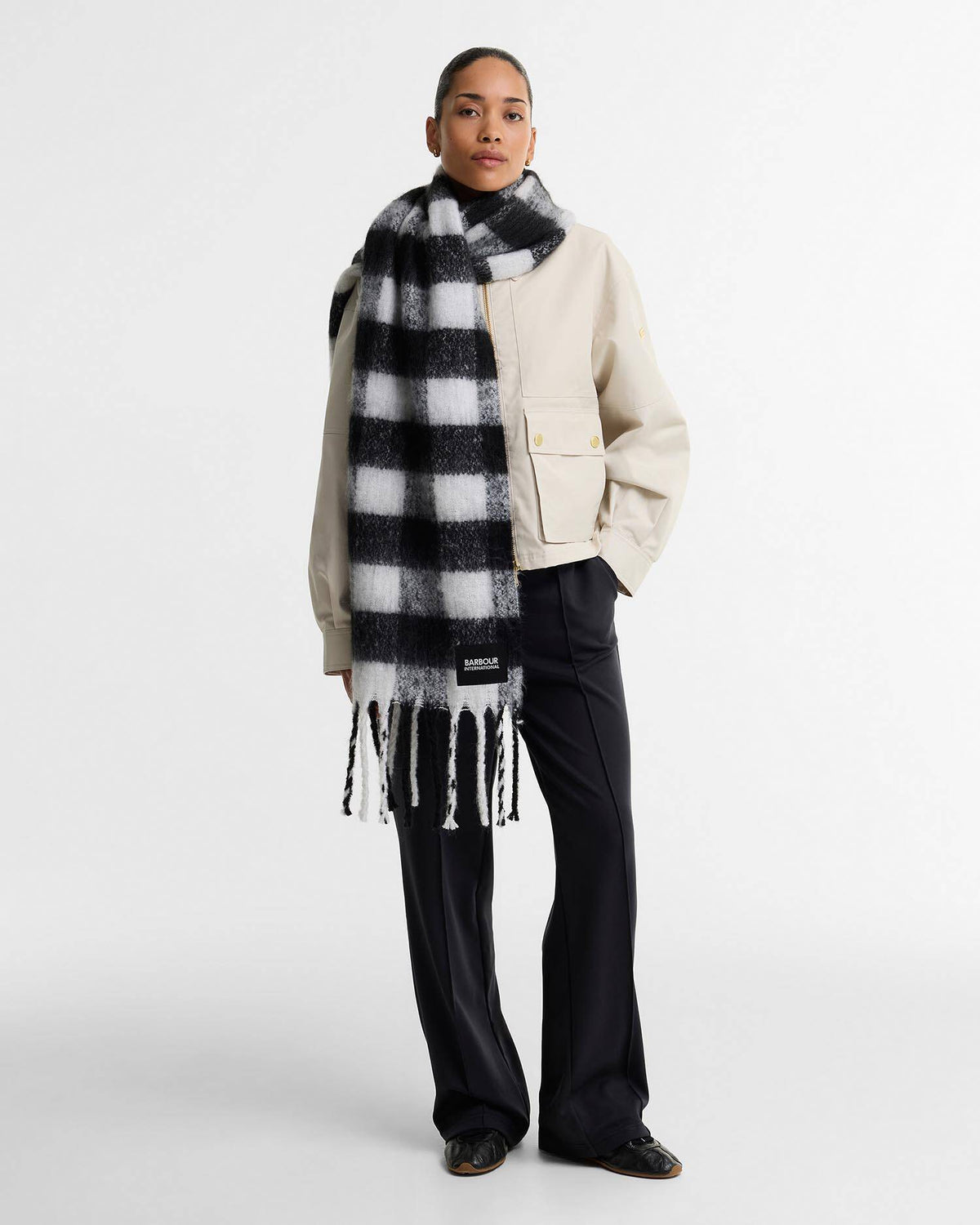 Barbour International Branton Scarf in Black & White