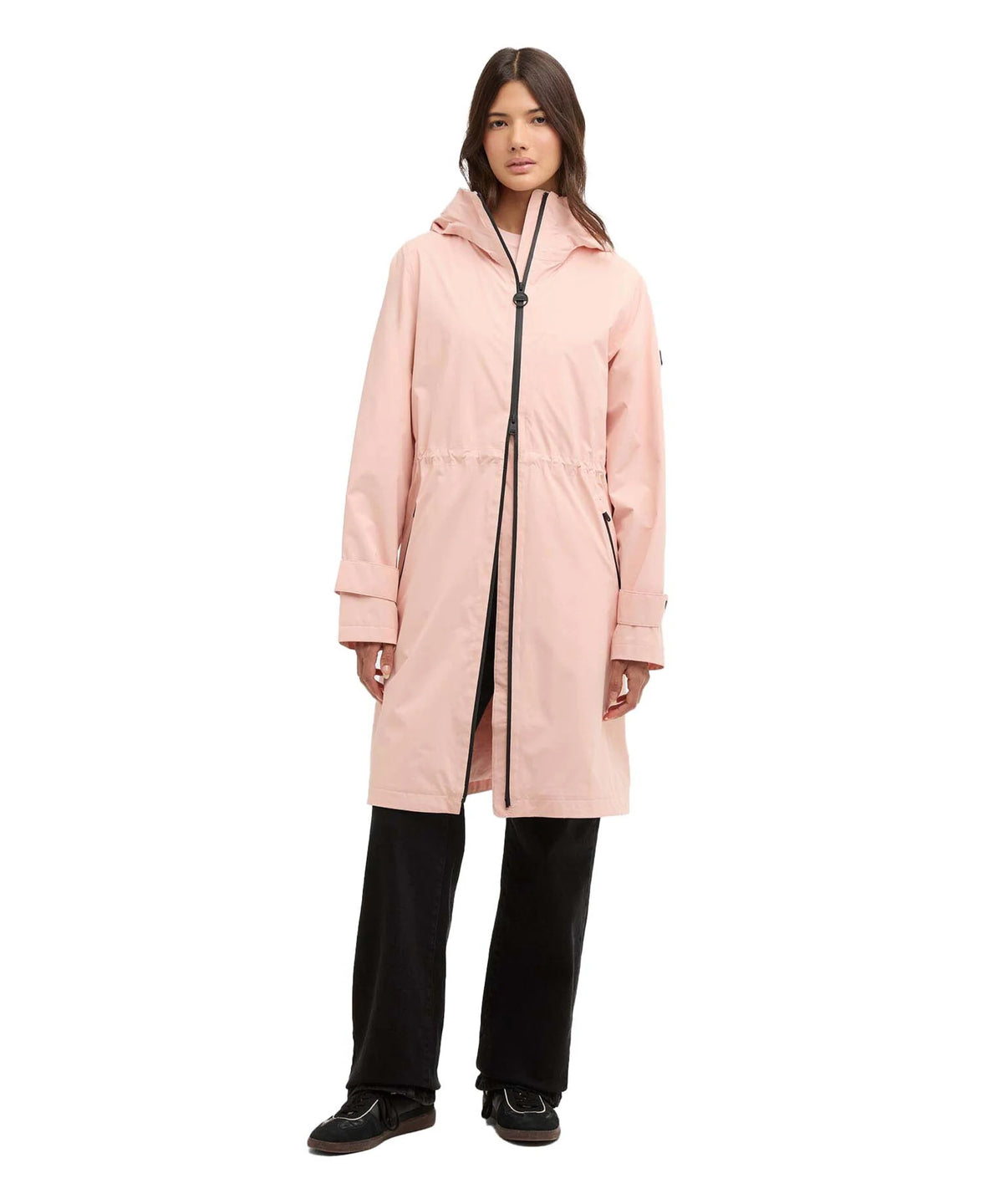 Barbour International Longline Kyra Coat in Desert Pink