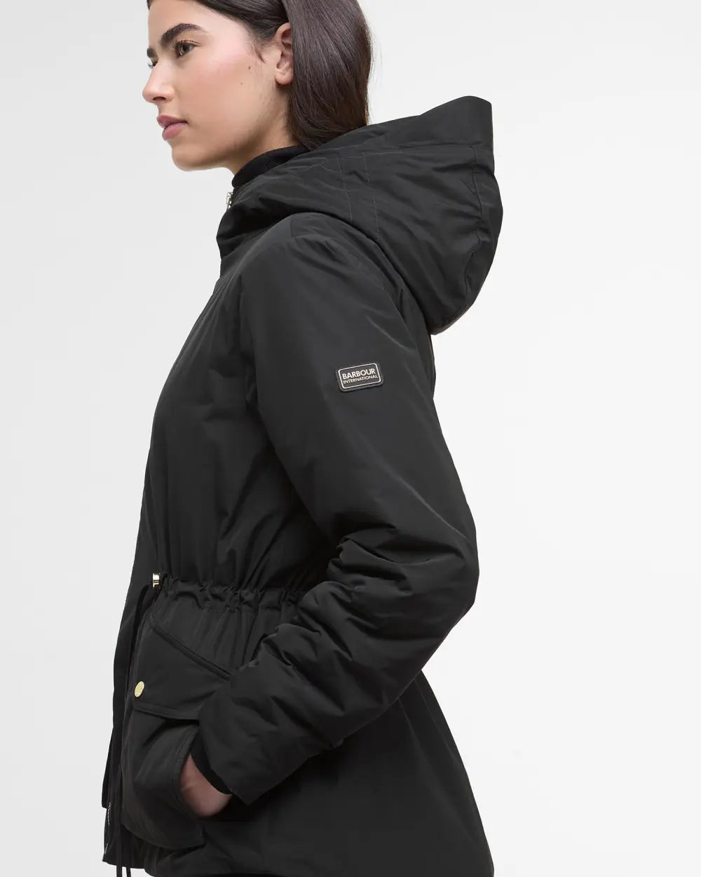 Barbour International Winter Piper Showerproof Coat in Black