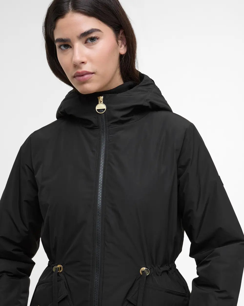 Barbour International Winter Piper Showerproof Coat in Black