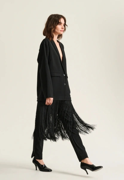 Bitte Kai Rand Fringed Black Blazer 15478