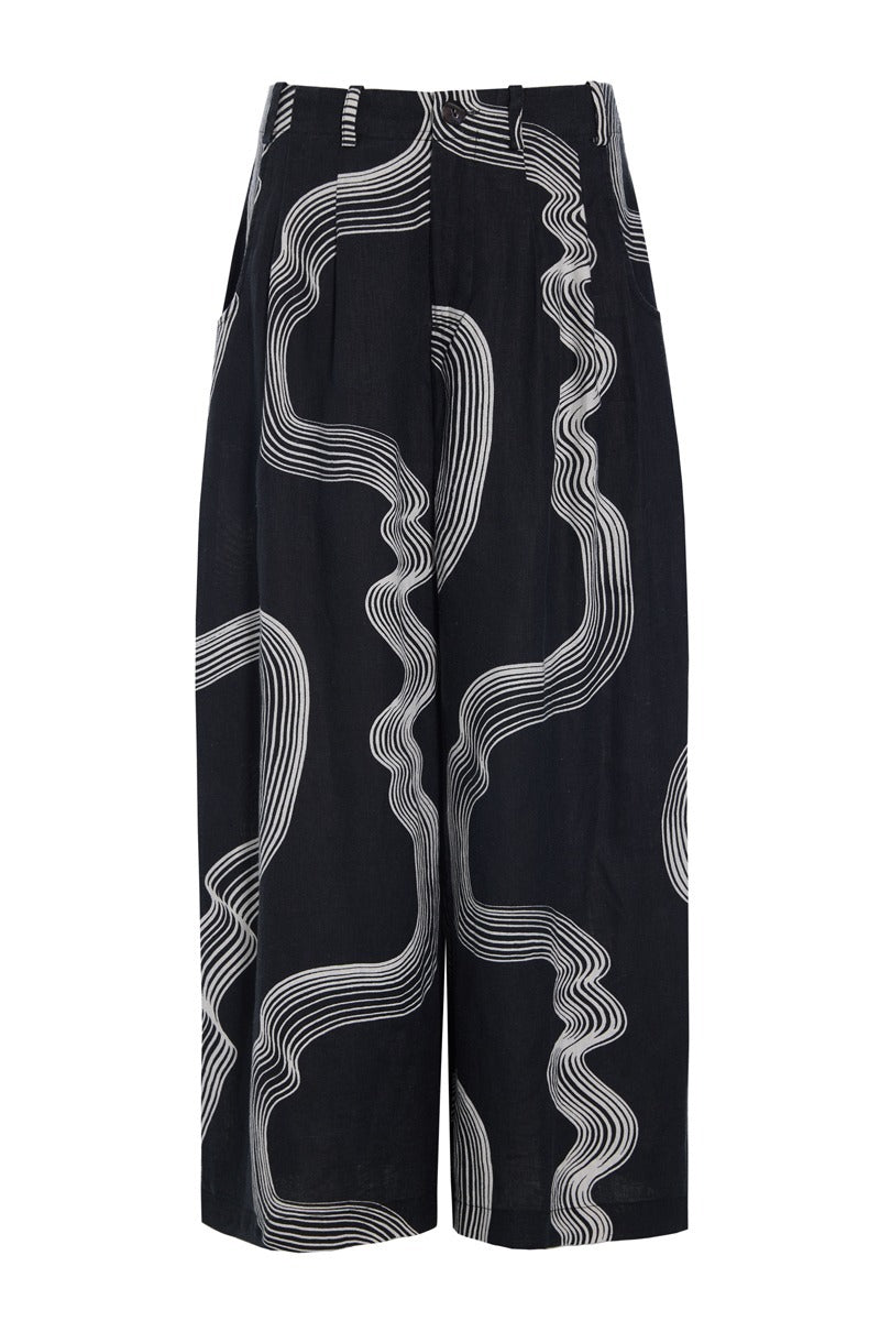 Bitte Kai Rand Hikazu Pant in Black and White Wave Print