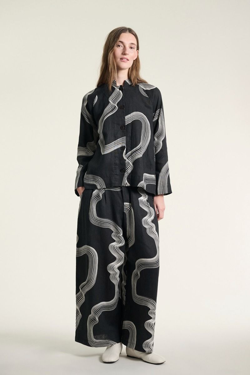 Bitte Kai Rand Hikazu Pant in Black and White Wave Print