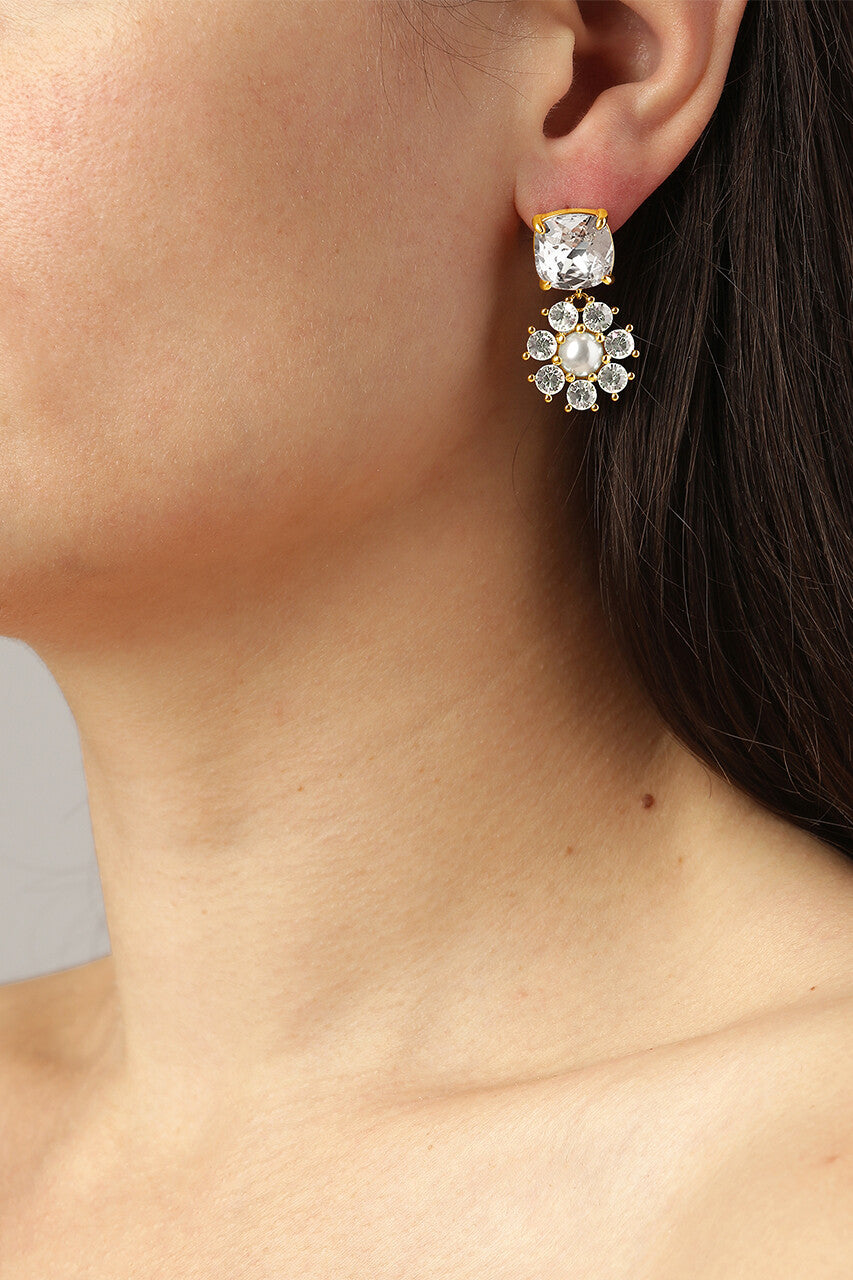 Dyrberg/Kern Poppy Earring in Crystal/White