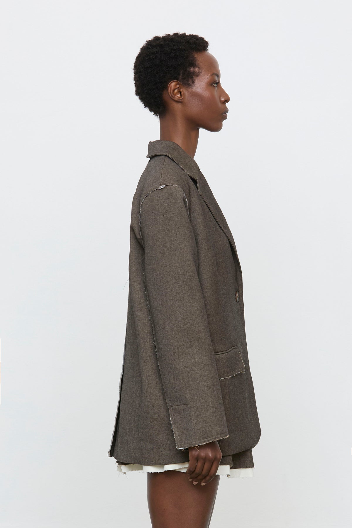 Eleh Blazer in Chocolate with Raw Seams 260004