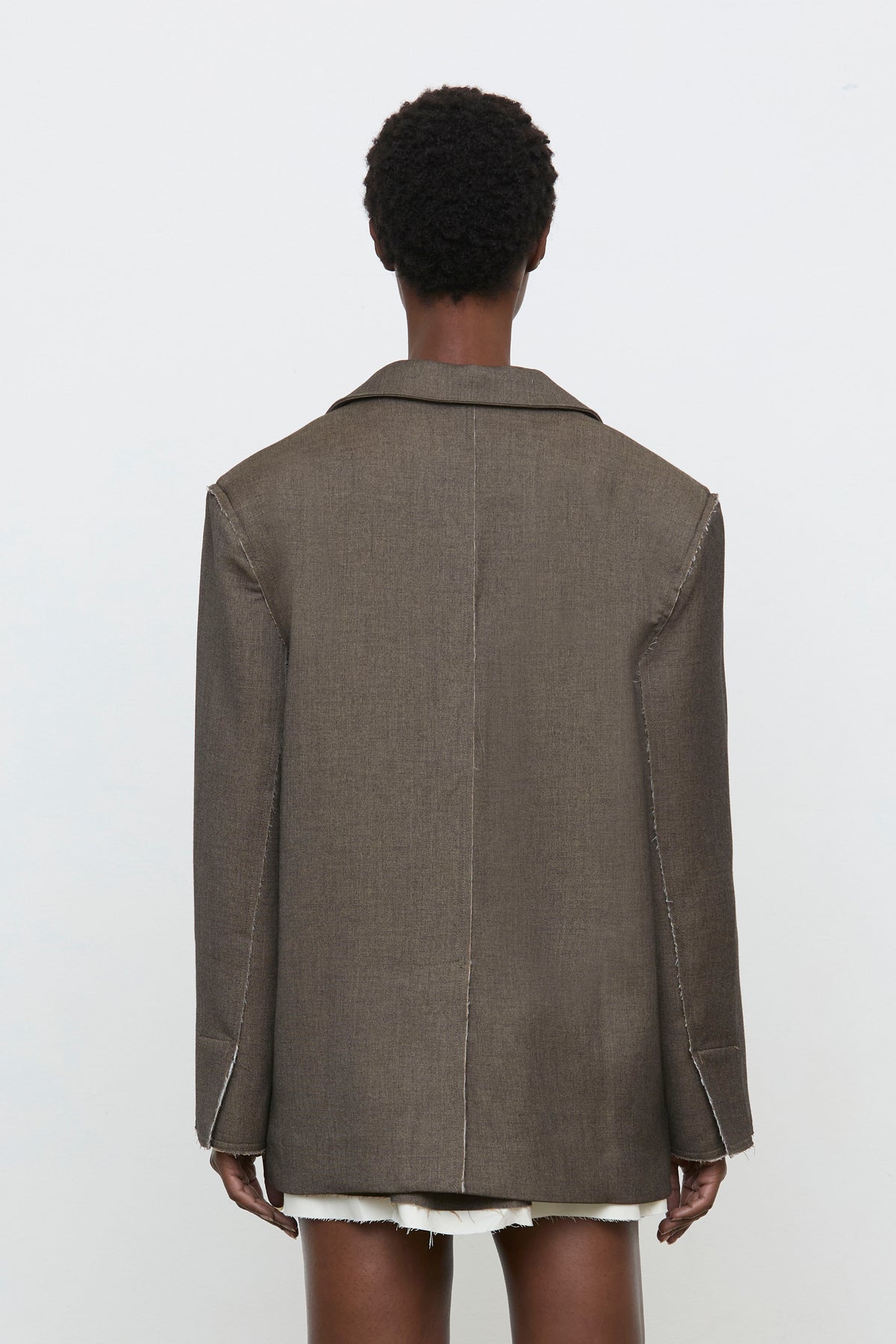 Eleh Blazer in Chocolate with Raw Seams 260004
