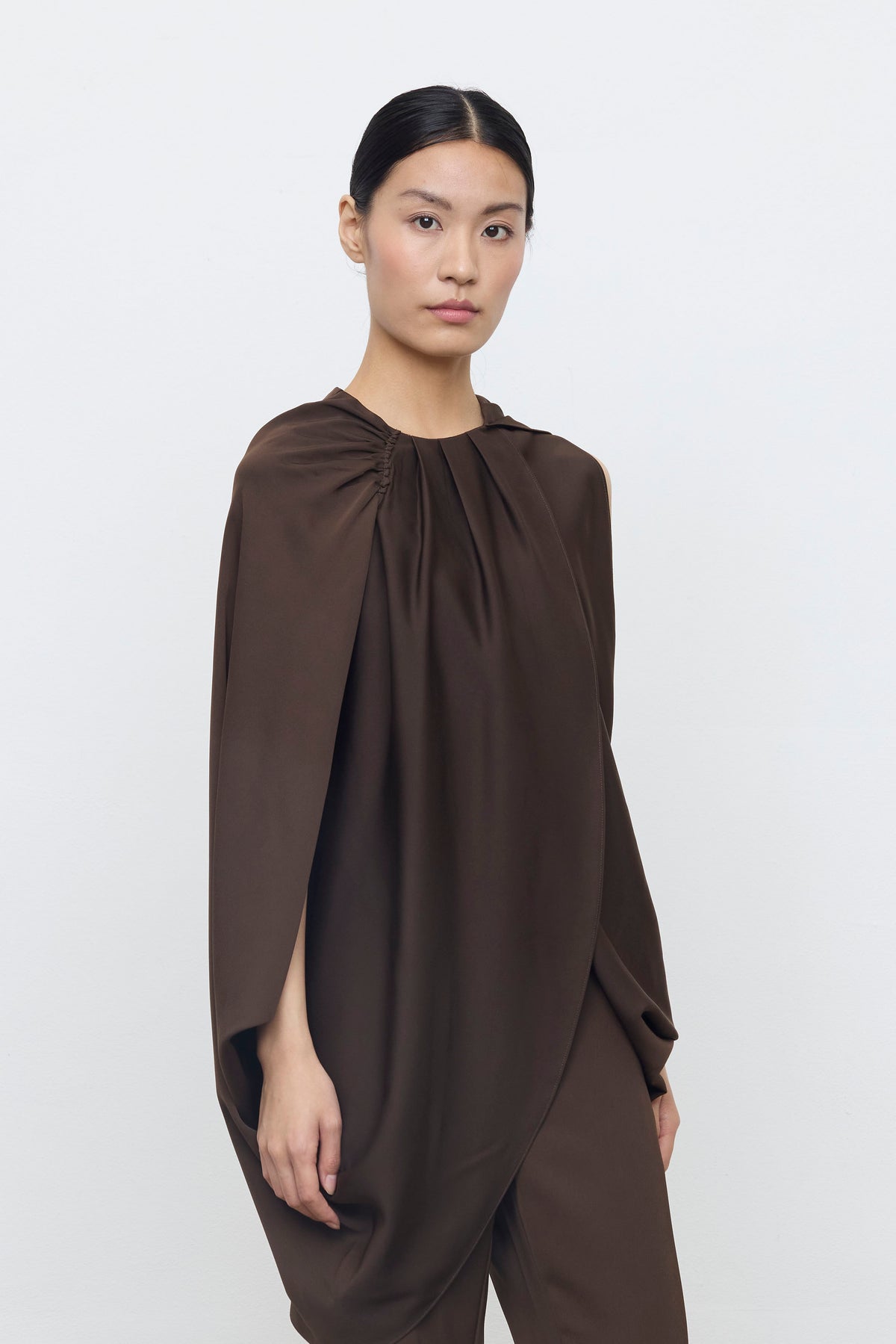 Eleh Cape Style Top in Chocolate 260063