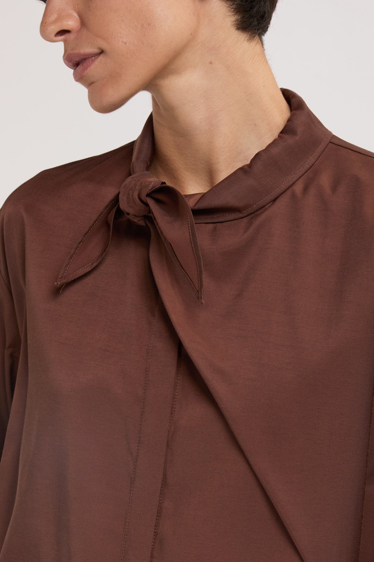 Eleh Top with Tie Detail in Chocolate 260104