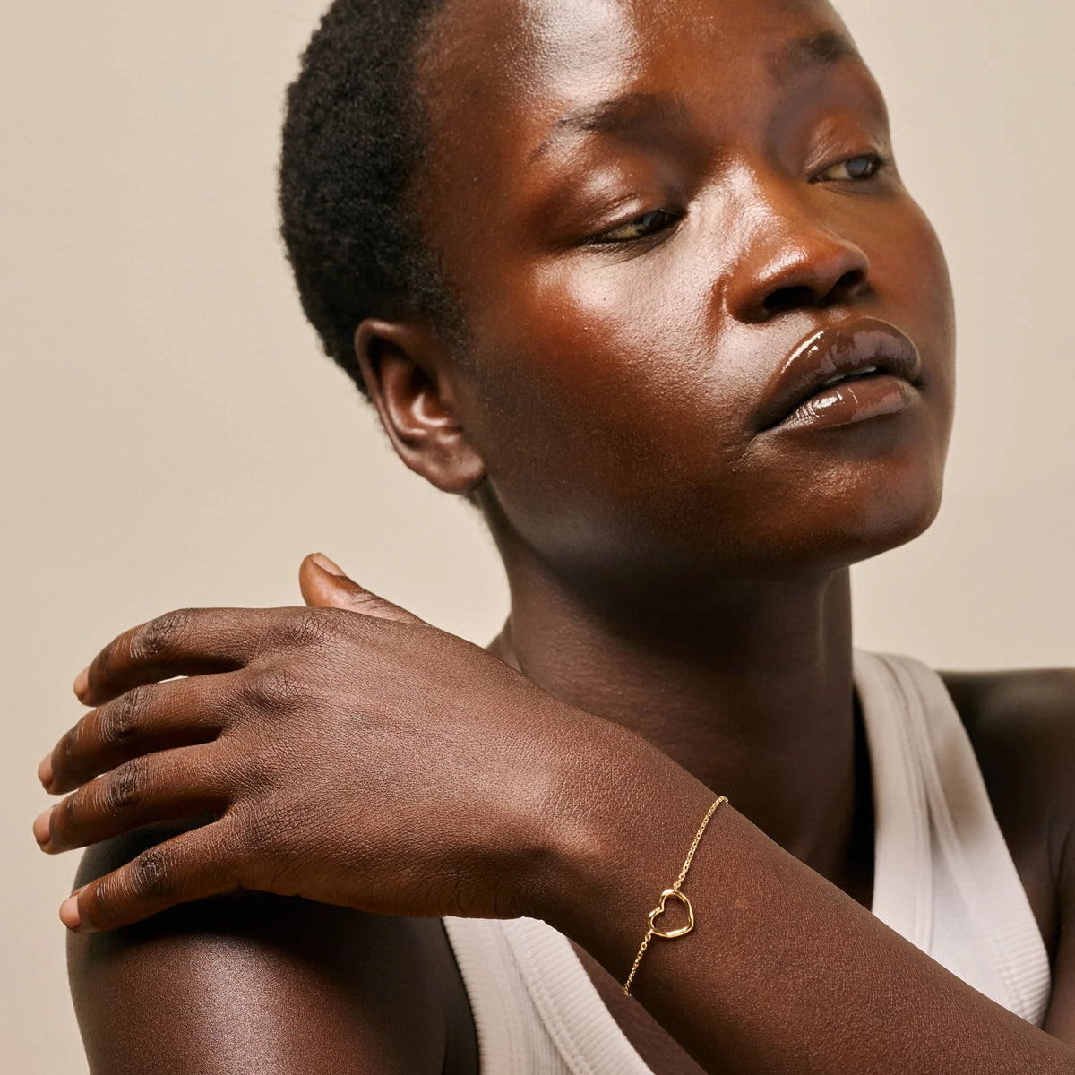 Enamel Copenhagen Organic Heart Bracelet in Gold Plate