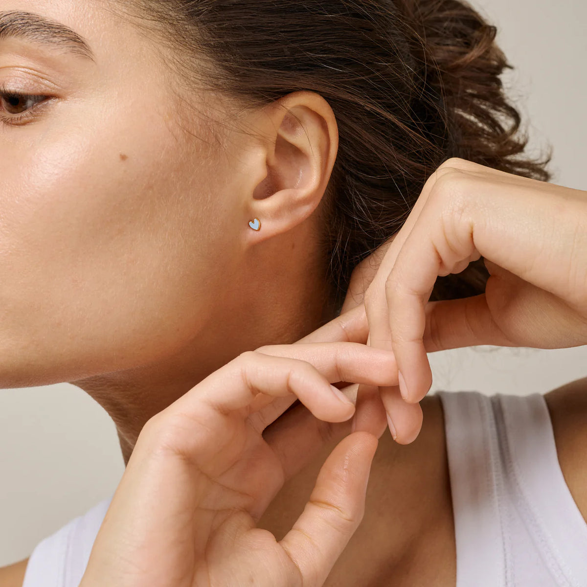 Enamel Copenhagen Amore Stud Earrings in Steel Blue