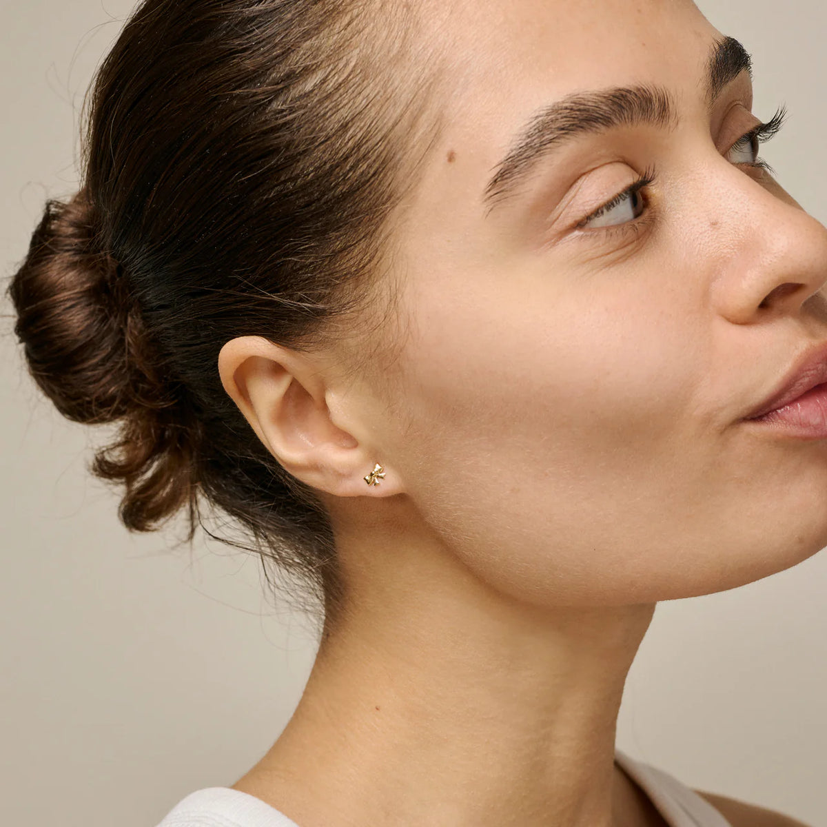 Enamel Copenhagen Baby Bow Studs in Gold Plate