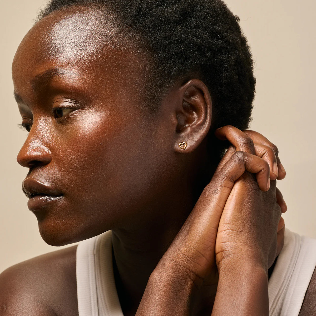 Enamel Copenhagen Organic Heart Earring in Gold Plate