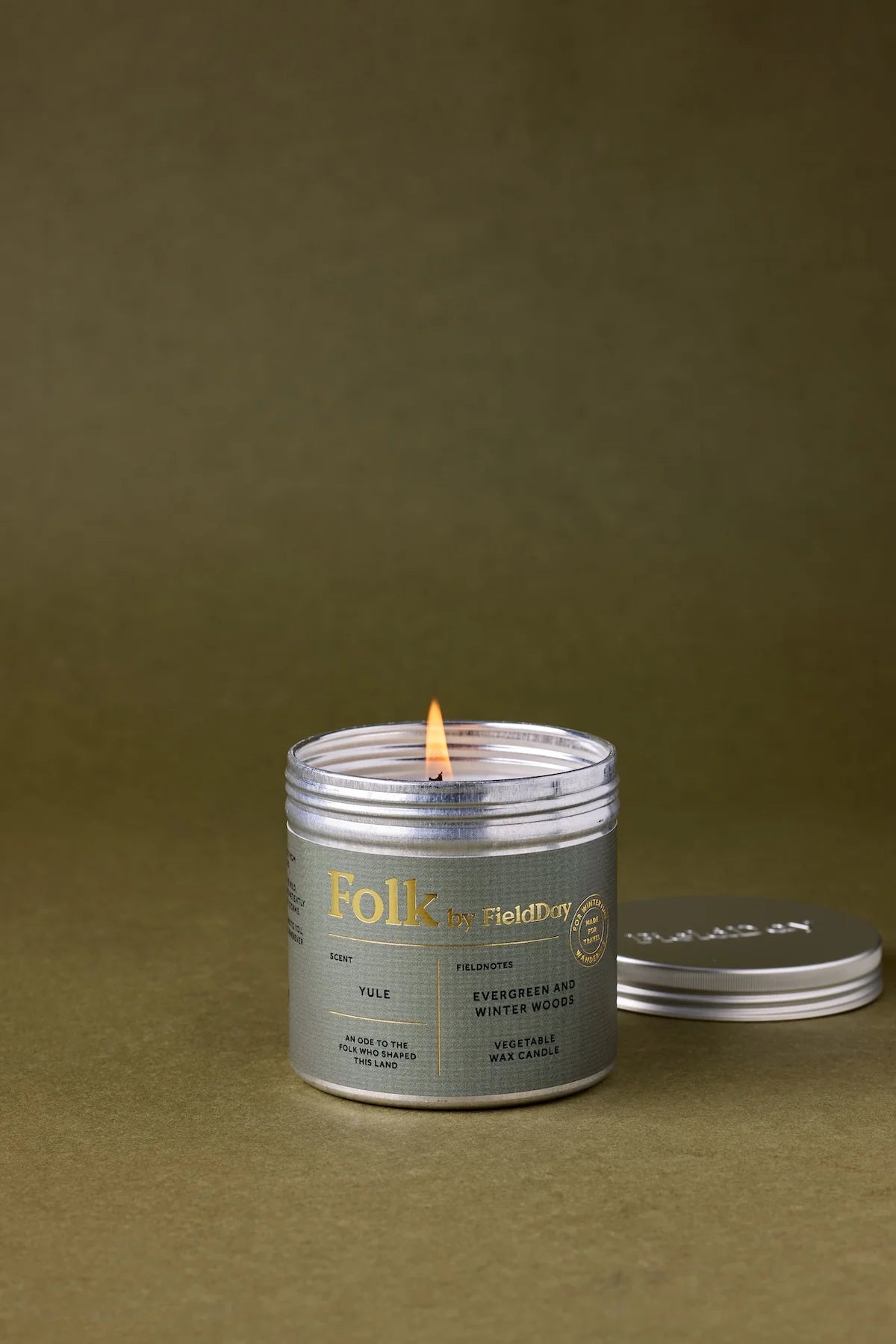 Field Day Yule Folk Tin Candle