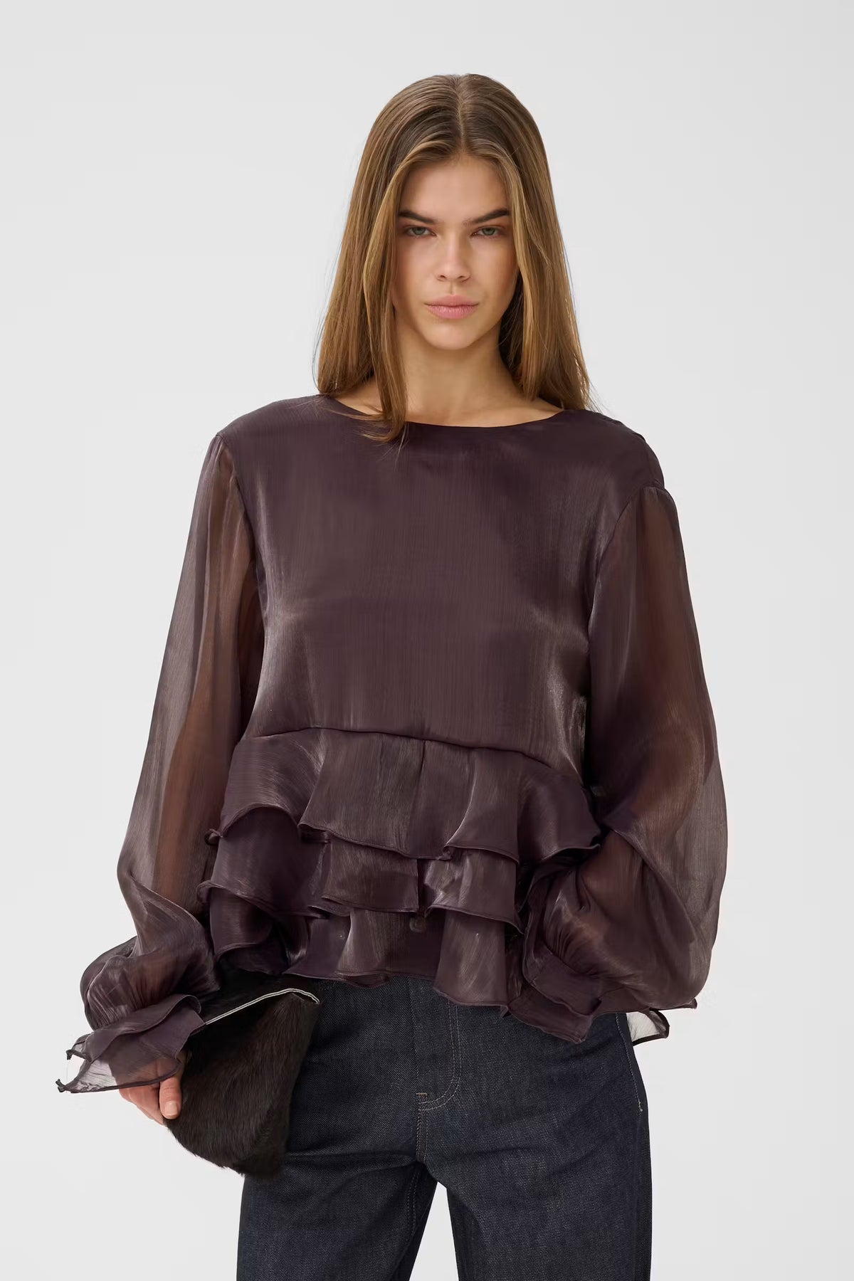 Gestuz Licie Blouse In Deep Plum