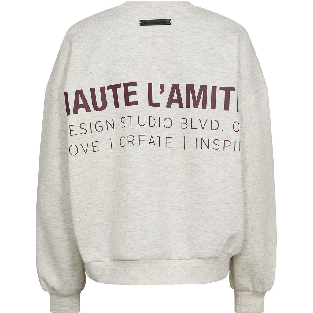 Haute L'amite Back Print Studio Sweat in Pearl Melange