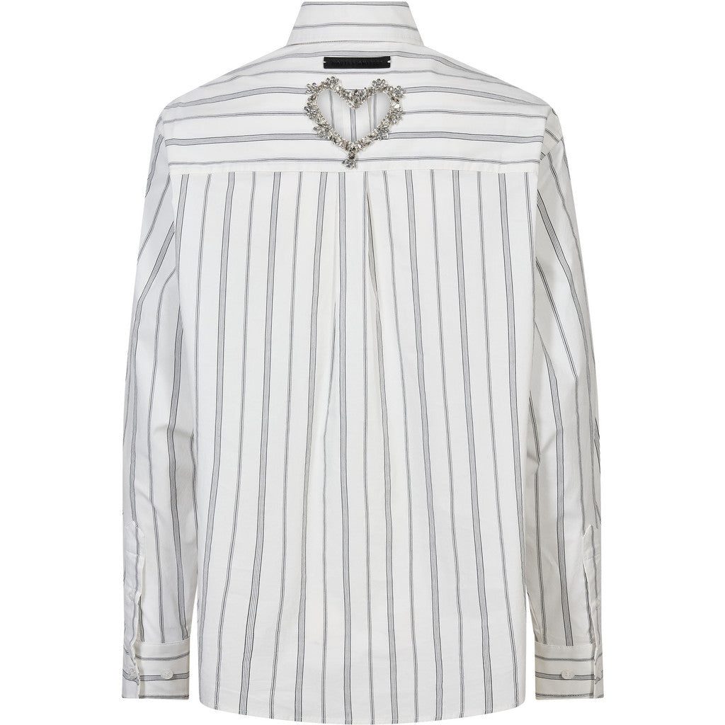 Haute L'Amite Crystal Heart Stripe Shirt in White