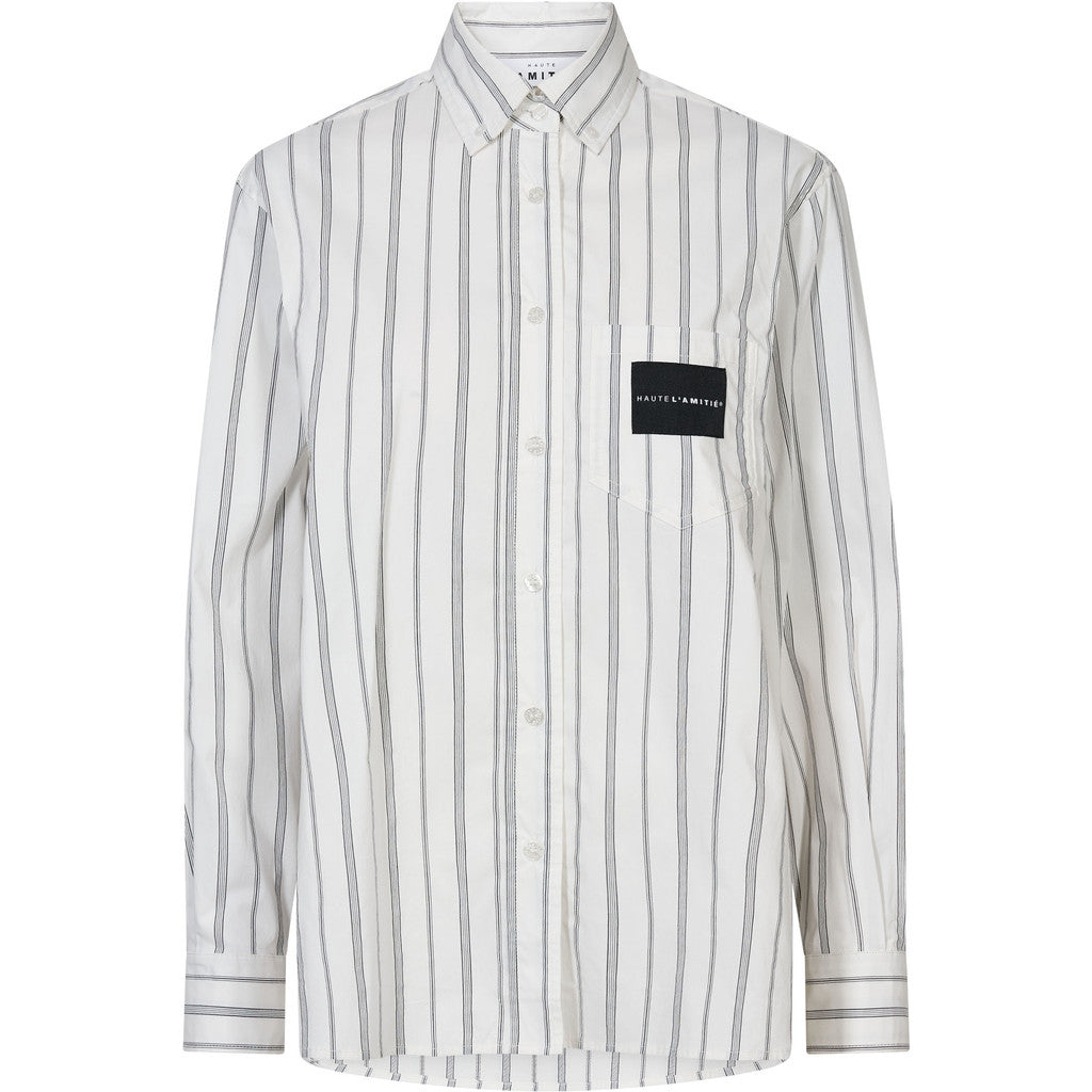 Haute L'Amite Crystal Heart Stripe Shirt in White