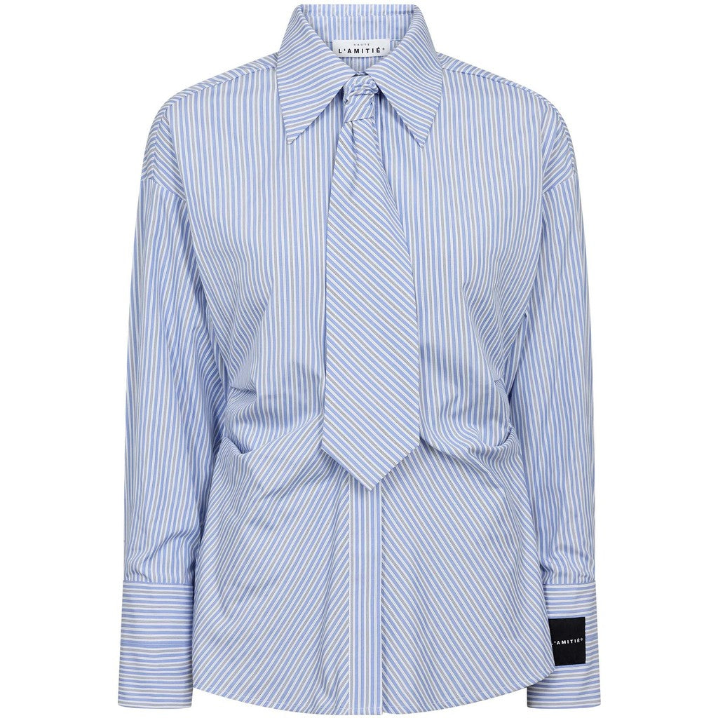 Haute L'amitie Emma Tie Stripe Shirt In Pale Blue