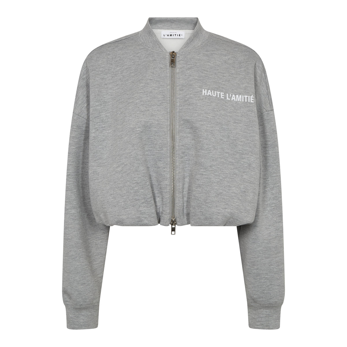 Haute L'amite Maxi Crop Zip Jacket in Grey