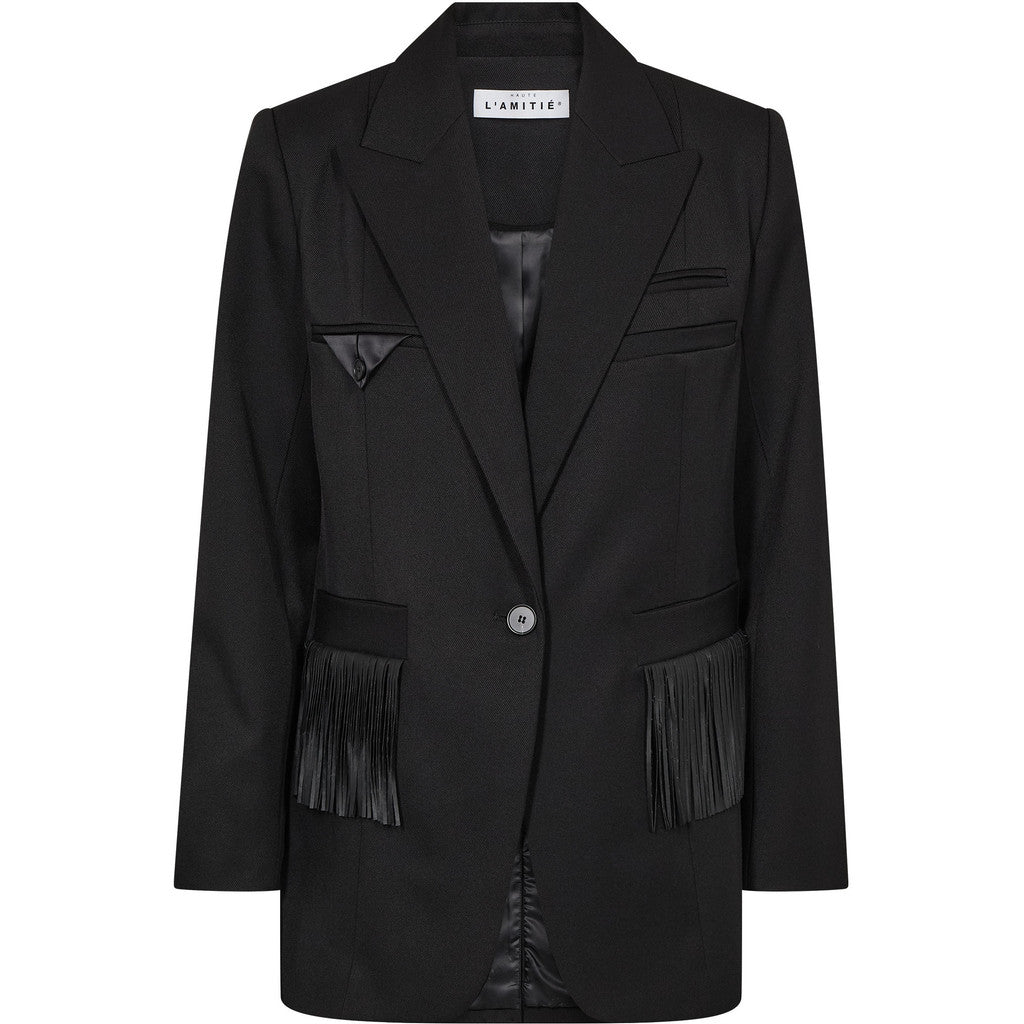 Haute L'amite Premiere Fringe blazer in Black