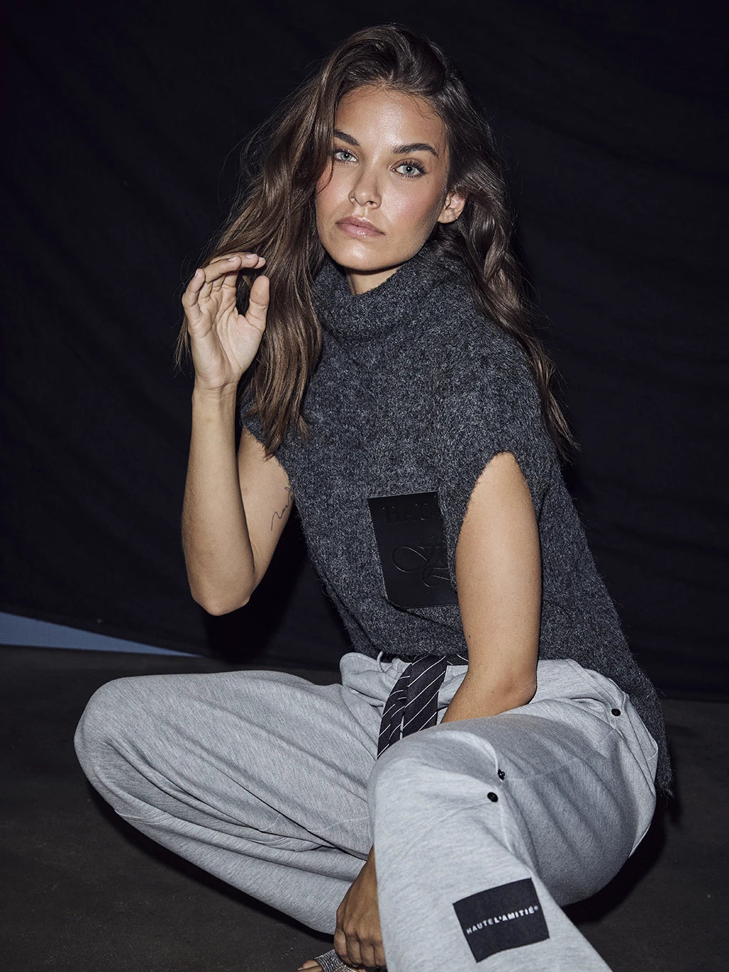 Haute L'Amite Darcia Pocket Knit Vest in Grey
