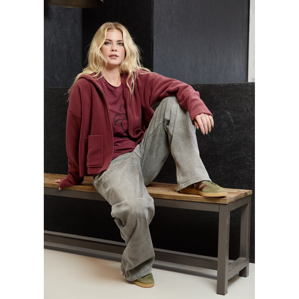Henriette Steffensen Hooded Cardigan in Bordeaux