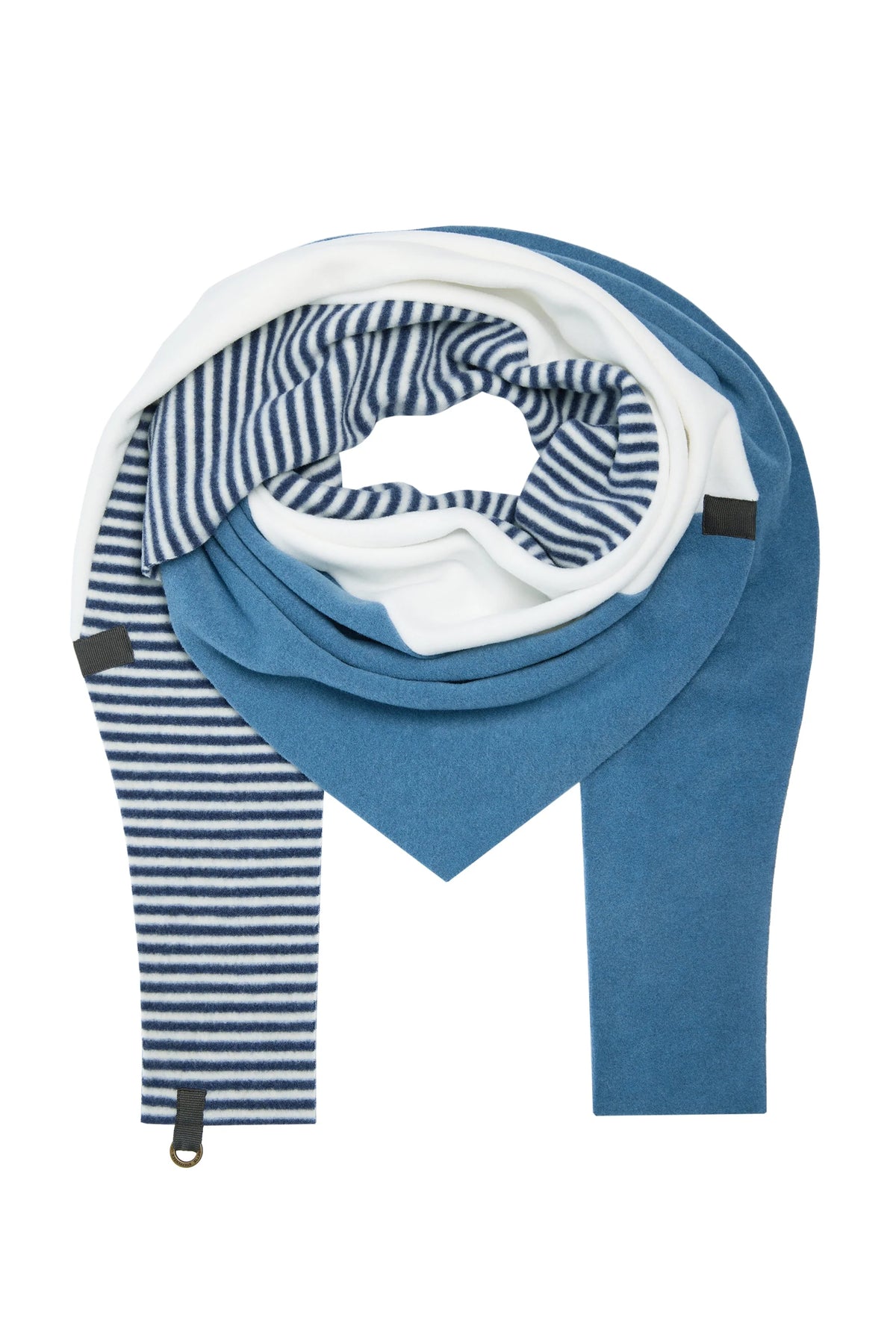 Henriette Steffensen Triangle Scarf in Dusty Blue, Off-white and Blue Stripe