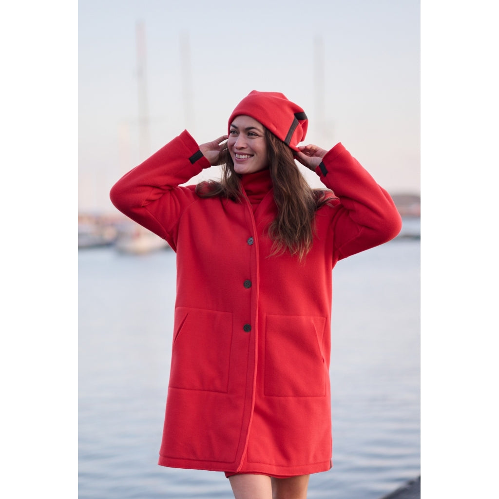 Henriette Steffensten Double Folded Hat in Tomato Red