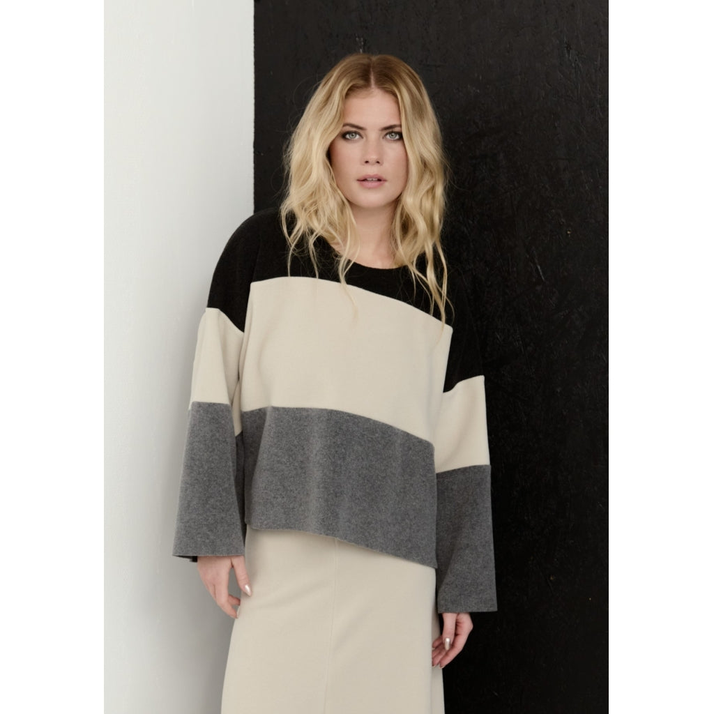 Henriette Steffensen Striped Top in Grey