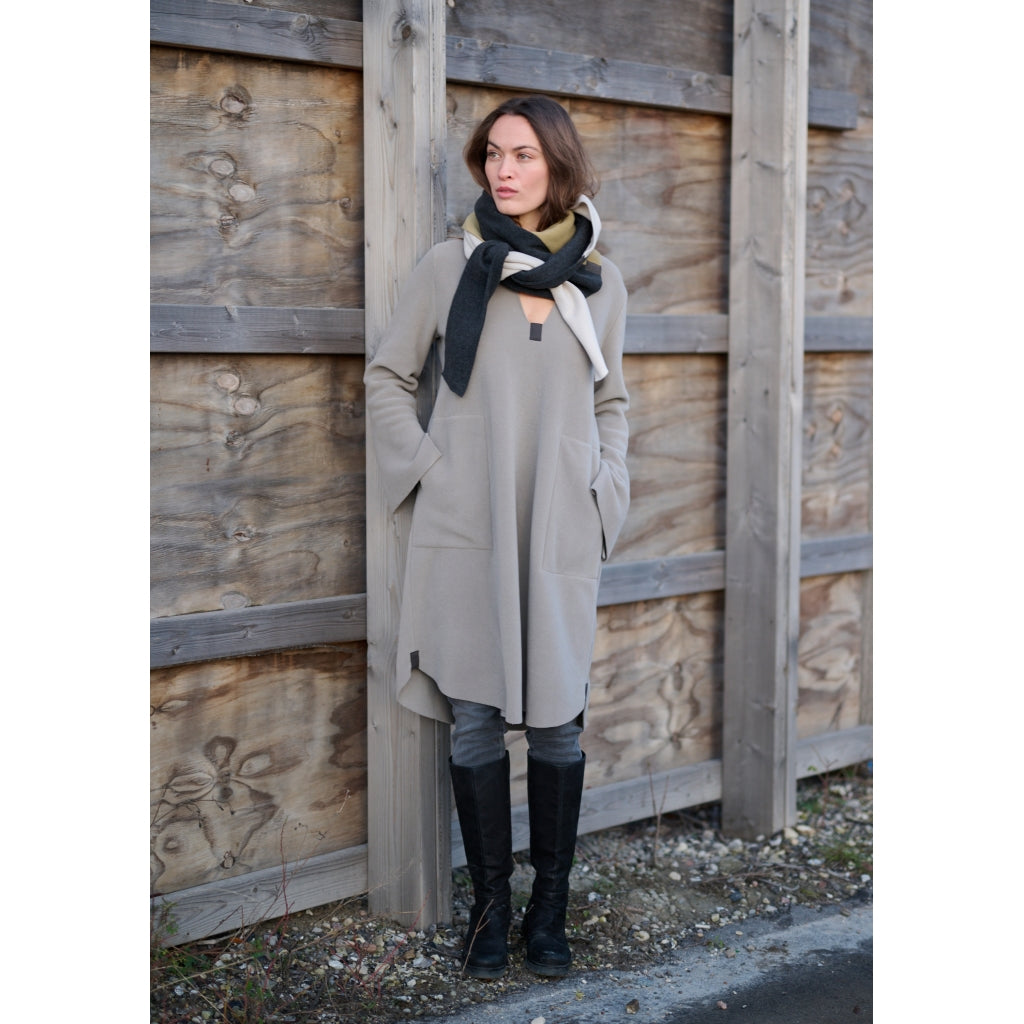 Henriette Steffensen Triangle Scarf in Olive, Soft Black and Kit