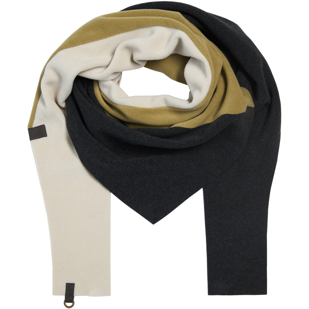Henriette Steffensen Triangle Scarf in Olive, Soft Black and Kit