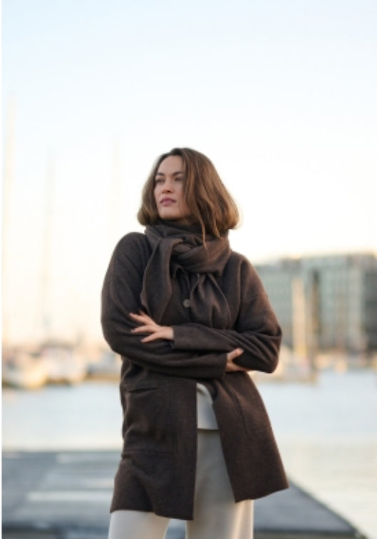 Henriette Steffensen Triangle Scarf in Chocolate