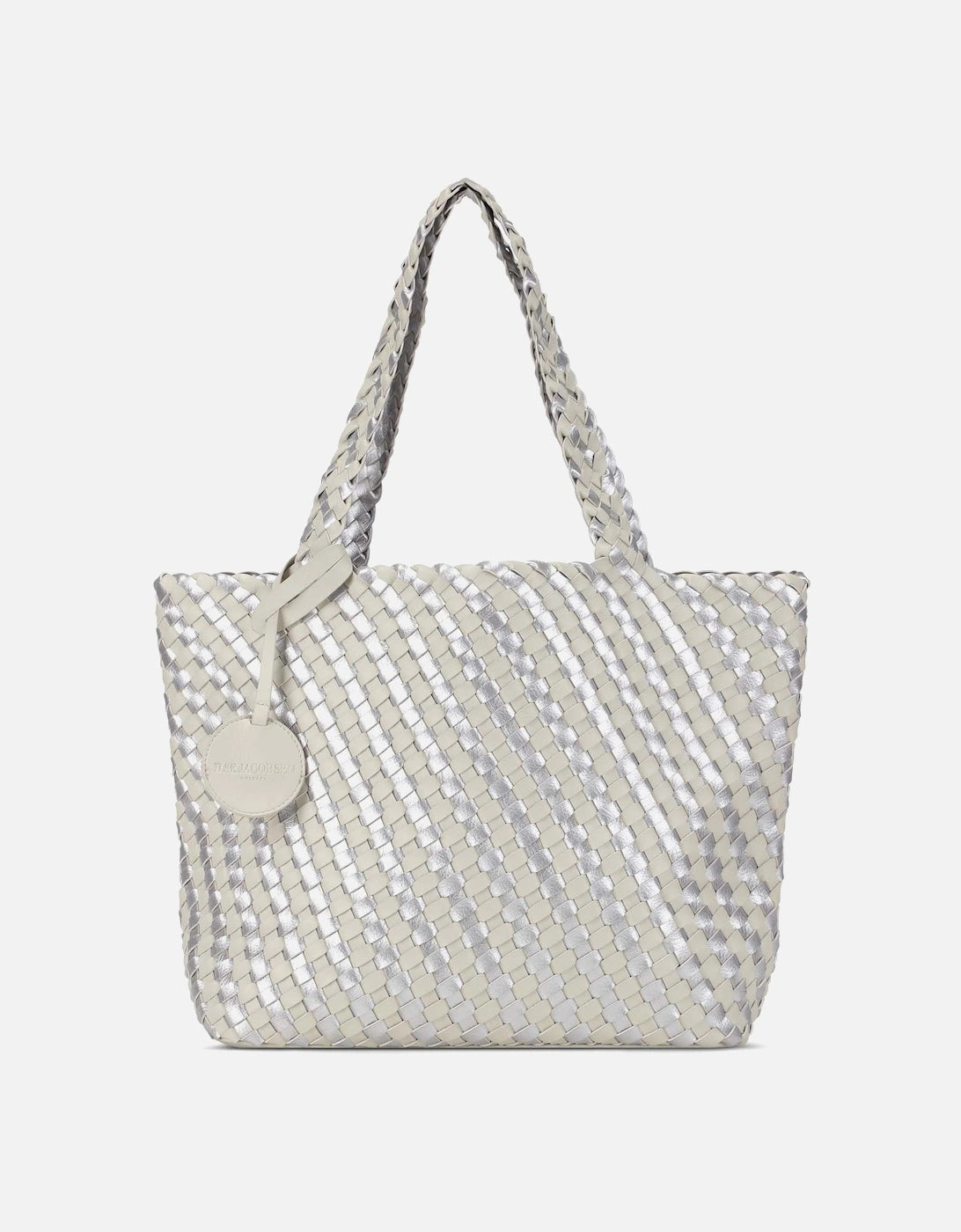 Ilse Jacobsen Reversible Bag in Milk Cream and Silver