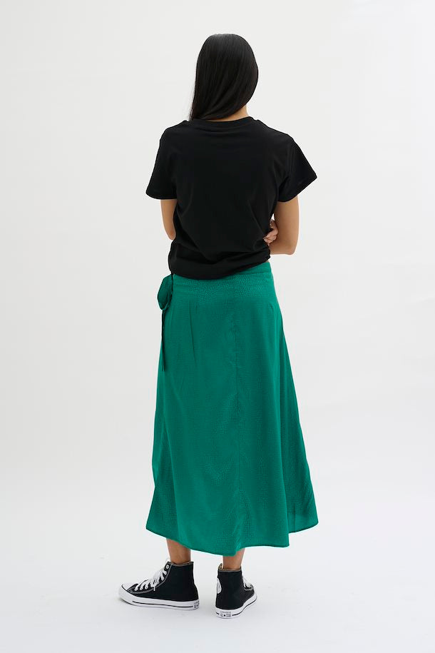 My Essential Wardrobe Line Wrap Skirt in Ultramarine Green