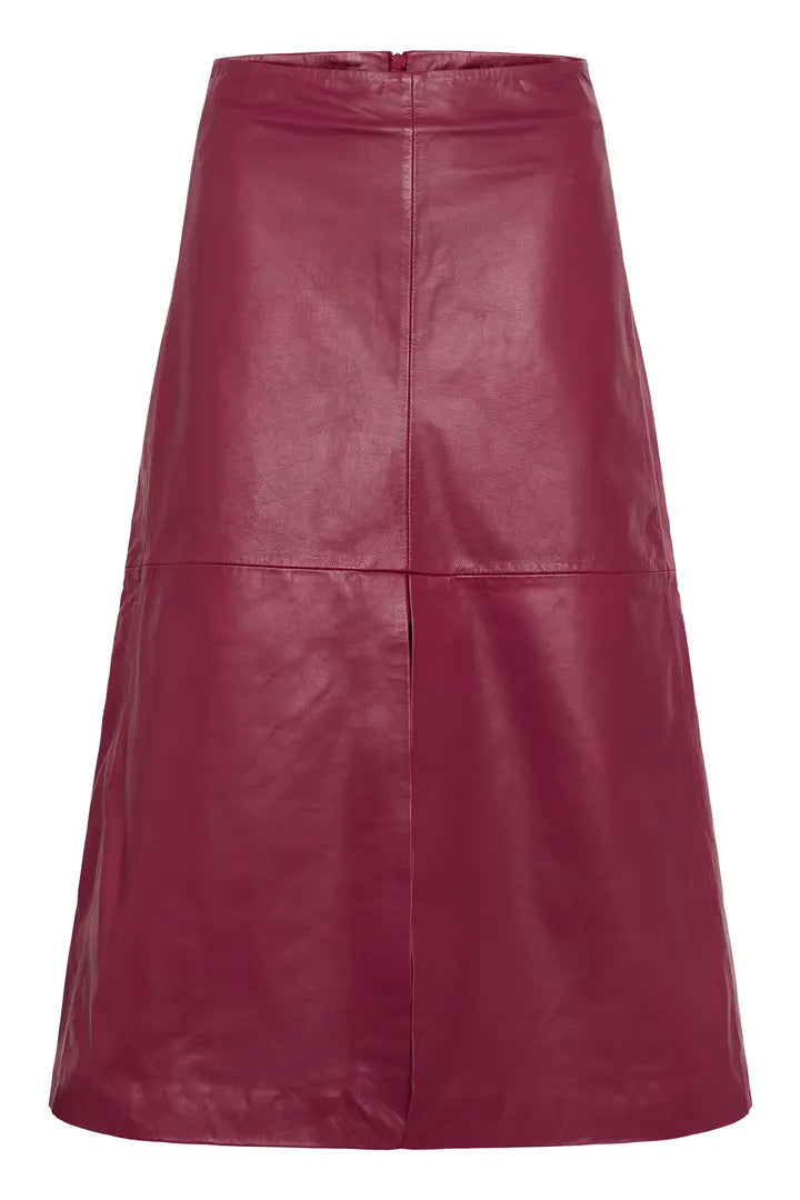 Inwear Brodie Leather Skirt in Cabernet