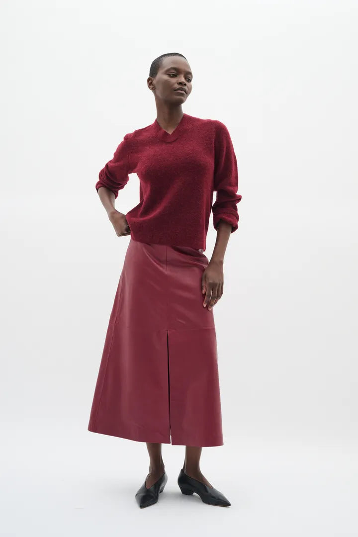 Inwear Brodie Leather Skirt in Cabernet
