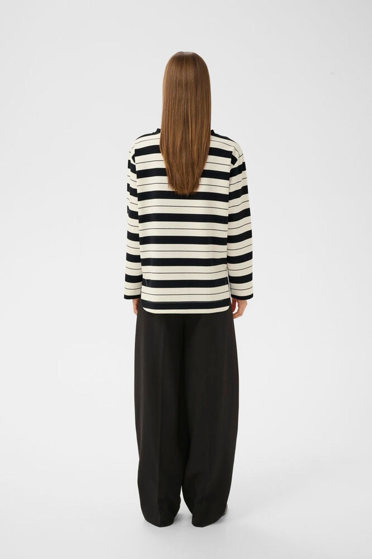 Inwear Gincent Crewneck In Whisper White & Black Stripe